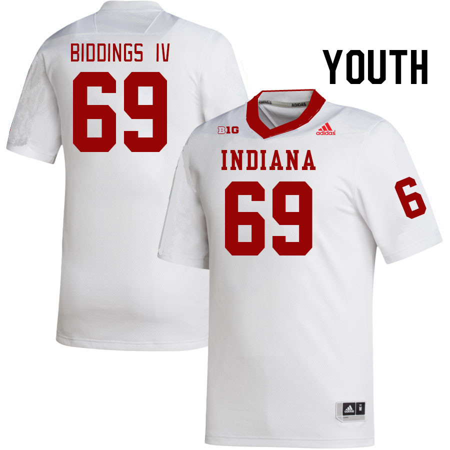 Youth #69 Carl Biddings IV Indiana Hoosiers College Football Jerseys Stitched Sale-White